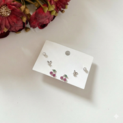 Cherry silver earring set